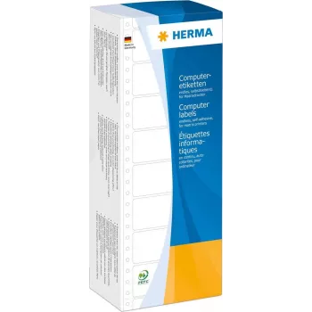 HERMA 8210 datoru etiķetes - fan-fold, perforētas, pastāvīga līme, matēts balts papīrs, 88,9 x 23 mm, 6000 etiķetes