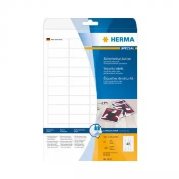 HERMA Drošības uzlīmes Baltas 45.7x21.2 mm Folija 1200 gab.