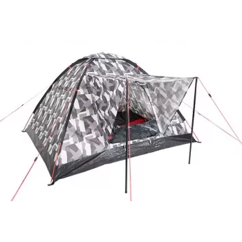 High Peak Beaver 3 Camouflage Dome tente - 3 personām, ūdensizturīga 2000mm, stiklplasta karkass