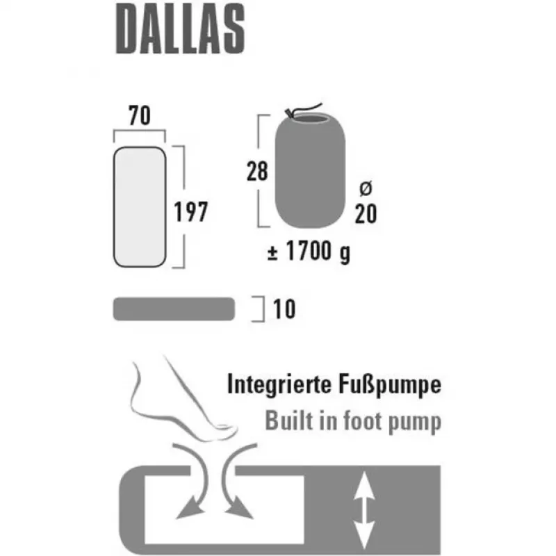High Peak Dallas Single Air Mattress 41032, Citronelle/Yellow, ar iebūvētu sūkni