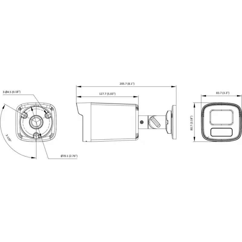 Hikvision DS-2CE12UF3T-LS 3K ColorVu 4-in-1 Mini Bullet kamera ar 2.8mm objektīvu, 40m siltā gaisma, IP67