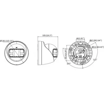 Hikvision DS-2CE72KF3TP-DLS(180°) 3K kupolveida videokamera ar 2.8 mm objektīvu, 100° redzes lauku, balto gaismu, IP67, 12VDC