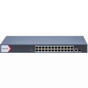 Hikvision DS-3E1526P-EIV2 26 portu Gigabit PoE+ pārvaldāmais komutators ar 2 SFP uplink (370W budžets)