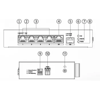 Hikvision DS-3T0306HP Nenodrošināts tīkla slēdzis 5 porti Fast Ethernet PoE Melns