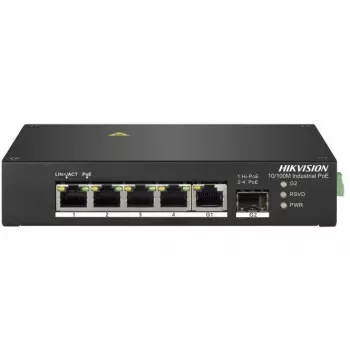 Hikvision DS-3T0306HP Nenodrošināts tīkla slēdzis 5 porti Fast Ethernet PoE Melns
