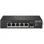 Hikvision DS-3T0306HP Nenodrošināts tīkla slēdzis 5 porti Fast Ethernet PoE Melns