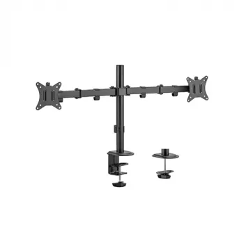HISMART HS082406 Divu monitoru stiprinājums 17–32 collu ekrāniem, gāzes atsperes roka, skrūvējams/galda cauruma stiprinājums, VESA 75x100, 8 kg, matēti melns