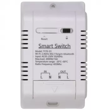 HISMART TUYA viedais 1-kanāla slēdzis ar ārējo temperatūras sensoru, Wi-Fi & RF, 16A, AC 85-250V