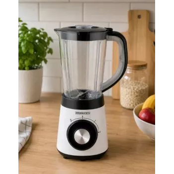 HNC Blender HPM 8164 HEINRICH'S 2000W ātrgaitas galda blenderis ar 2L Tritan trauku, 6 nerūsējošā tērauda asmeņiem, mainīgu ātrumu, pulsāciju, ledus drupināšanu, melns/sudrabs