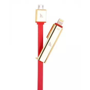 HOCO Universal UPL14 Lipstick Series 2-in-1 Lādēšanas Kabelis (Apple Lightning + Micro USB) Sarkans