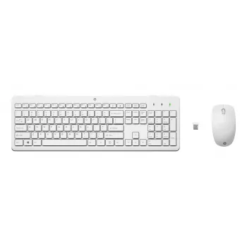 HP 230 bezvadu peles un tastatūras komplekts - Melns - QWERTY pilna izmēra - RF 2,4 GHz - Optiska 1600 DPI - Izturīgs pret izšļakstījumiem
