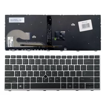 HP EliteBook 840 G5 / 846 G5 / 745 G5 rezerves klaviatūra - sudraba, ar apgaismojumu, US English izkārtojums