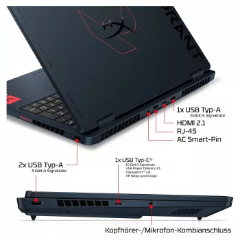 HP OMEN 16-ah1490ng spēļu klēpjdators, 16,1 collas QHD 165Hz, Intel Core 9 270HX, 32GB DDR5, 1TB SSD, RTX 5080, Windows 11 Home, vācu tastatūra