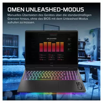 HP OMEN 16-ah1490ng spēļu klēpjdators, 16,1 collas QHD 165Hz, Intel Core 9 270HX, 32GB DDR5, 1TB SSD, RTX 5080, Windows 11 Home, vācu tastatūra