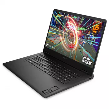 HP OMEN 17-db1490ng spēļu klēpjdators, 17,3 collu QHD 240Hz, AMD Ryzen AI 9 365, 24GB DDR5, 512GB SSD, NVIDIA GeForce RTX 5060, Windows 11 Home, vācu QWERTZ tastatūra