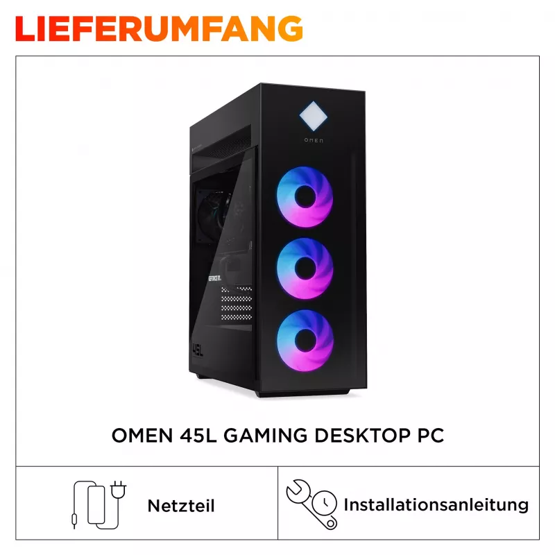 HP OMEN GT22-3795ng Desktop PC, Intel Core i9-14900K, 64GB DDR5 RAM, 2TB NVMe SSD, NVIDIA GeForce RTX 5080, Windows 11 Home, Shadow Black
