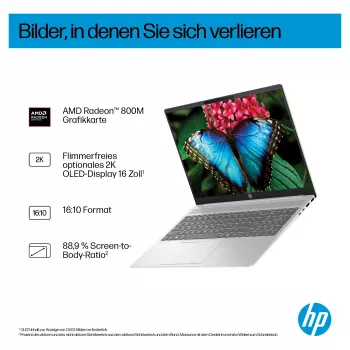 HP OmniBook 5 16-ag1451ngx AMD Ryzen AI 5 330 16GB 512GB SSD W11 Home 16 inch WUXGA klēpjdators (Natural Silver, vācu QWERTZ)