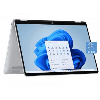 HP OmniBook 5 Flip 14-fp0011nx Convertible Laptop, Intel Core 5 120U, 16 GB RAM, 512 GB SSD, 14.0 inch WUXGA Touchscreen, Windows 11 Home, Natural Silver