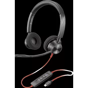 HP Poly Blackwire 3320-M USB-C vadu austiņas ar trokšņu slāpējošu mikrofona kātu, melnas