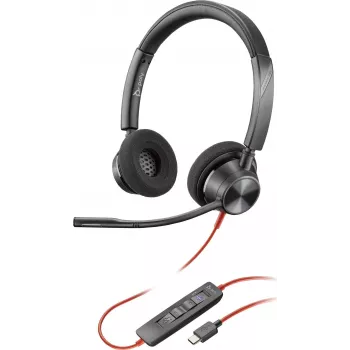 HP Poly Blackwire 3320-M USB-C vadu austiņas ar trokšņu slāpējošu mikrofona kātu, melnas