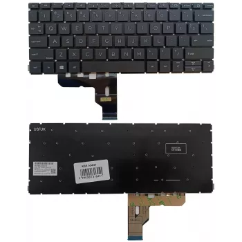 HP ProBook 430 G8/G9, 435 G7/G8 ASV angļu valodas apgaismota klaviatūra (melna)