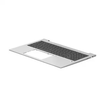 HP ProBook 450/455 G8/G9 augšējā vāka komplekts ar Beļģijas tastatūru, fona apgaismojumu, sudraba plaukstas balstu, diskrēto grafiku