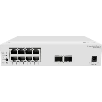 Huawei S210-8P2J pārvaldāms L2 komutators ar 8 Gigabit PoE+ portiem un 2 SFP uplink portiem, 128W PoE budžets 98012922-001