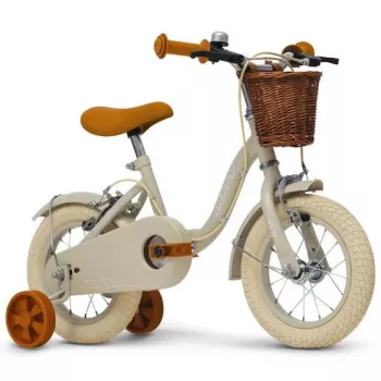 Huffy Vintage 12 collu bērnu velosipēds, pelēks ar grozu un palīgriteņiem
