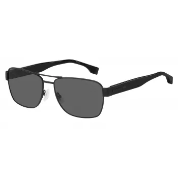 HUGO BOSS BLACK BOSS1441S807 vīriešu taisnstūra saulesbrilles - melns rāmis, pelēkas lēcas 60/16/150 mm
