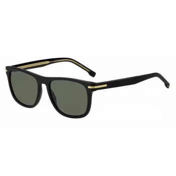 HUGO BOSS BLACK BOSS1626S807 Vīriešu saulesbrilles, kvadrātveida acetāta rāmis, melns, pelēkas lēcas, 55 mm