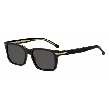 HUGO BOSS BLACK BOSS1628S807 Taisnstūra saulesbrilles, melns rāmis, pelēkas lēcas, 54/19/145 mm