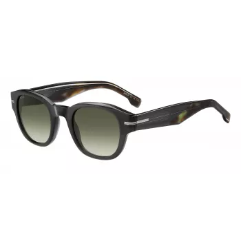 HUGO BOSS BLACK BOSS1717SKB7 Vīriešu saulesbrilles – acetāta rāmis, pelēkas polikarbonāta lēcas, UV400 aizsardzība