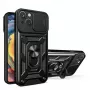 Hurtel Hybrid Armor Camshield Case for Huawei nova Y90 Armored Case with Camera Cover Black