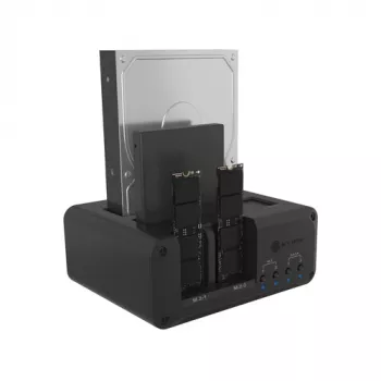 Icy Box Club Case 2925 4 nodalījumu dokstacija – 2x M.2 NVMe un 2x 2.5/3.5 SATA HDD/SSD, USB 3.2 Gen 2 (10 Gbps)