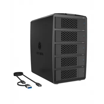 ICY BOX IB-RD3705-CU3 RAID sistēma 5x 2.5/3.5 SATA HDD ar USB 3.2 Gen 1, 5 Gbps, RAID 0, 1, 10, 3, 5, Single, Large, Clone