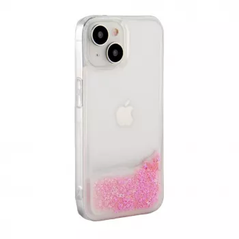 iLike Apple iPhone 14 Silicone Case Water Glitter Pink