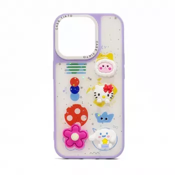 iLike Apple iPhone 15 Pro Max Epoxy Cartoon Cover Purple
