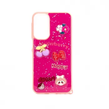 iLike Samsung Galaxy A15 Epoxy Cartoon Cover Rose Red