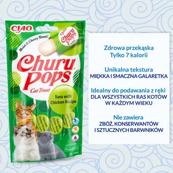 INABA Churu Pops Tuna with Chicken Cat Treats 4x15 g