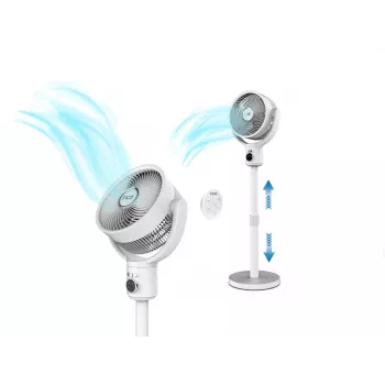 INCA IAF-01B stāvošais ventilators ar uzlādējamu bateriju, BLDC motoru, 5 ātrumiem, LED displeju, balts