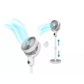INCA IAF-01B stāvošais ventilators ar uzlādējamu bateriju, BLDC motoru, 5 ātrumiem, LED displeju, balts