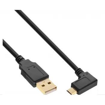 InLine Micro-USB 2.0 kabelis, USB-A vīriešu uz Micro-B vīriešu leņķa, apzeltīti kontakti, 0,5m