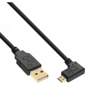 InLine Micro-USB 2.0 kabelis, USB-A vīriešu uz Micro-B vīriešu leņķa, apzeltīti kontakti, 0,5m