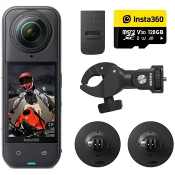 Insta360 X3 Action Camera ar Motocikla Montāžas Komplektu - 5.7K 360 Video, 72MP Foto, FlowState Stabilizācija