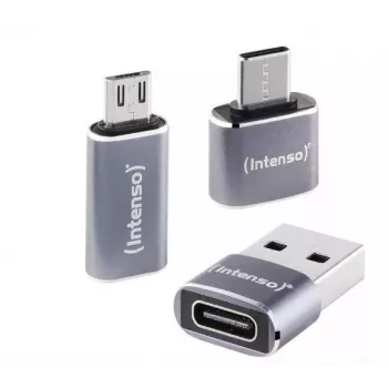 Intenso 3-in-1 USB-C Multiport Adapter, USB-C to USB-A, USB-C, Micro USB, 480 Mbps, 60W PD, Black