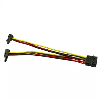 Inter-Tech Molex uz 2x SATA strāvas 90° adaptera kabelis, 0.15m