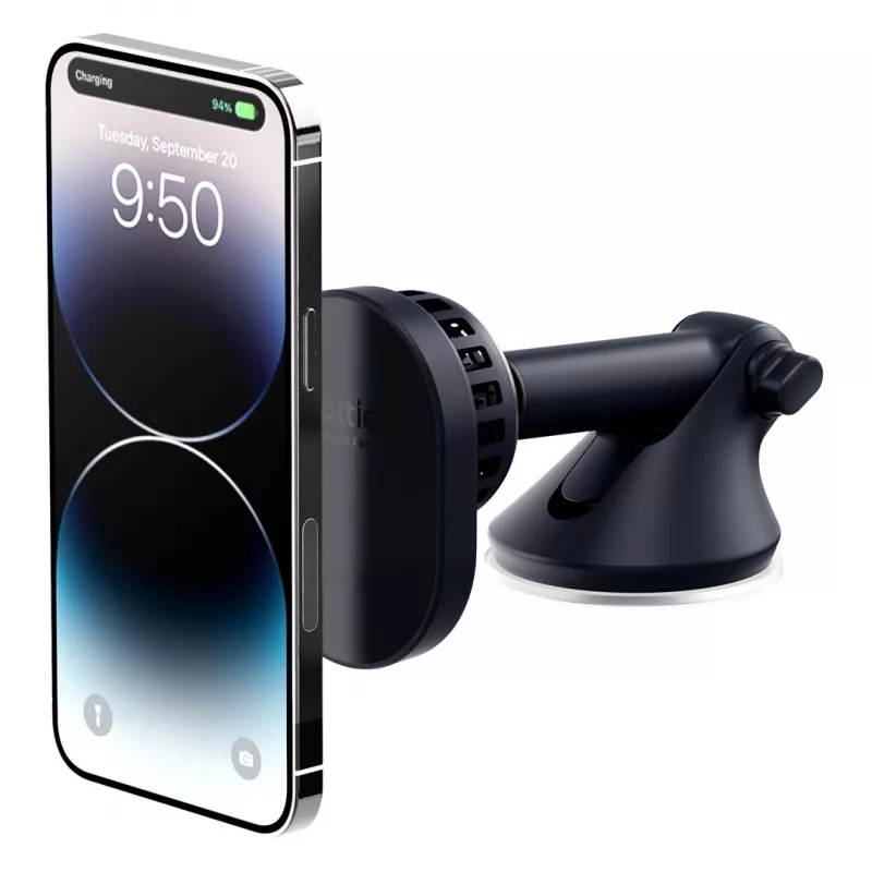 iOttie Velox Pro aktīvs magnētiskais bezvadu uzlādes automašīnas turētājs MagSafe iPhone, melns ar zelta akcentiem