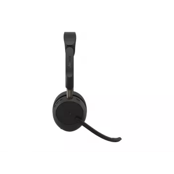 Jabra Evolve3 65 Stereo bezvadu Bluetooth austiņas ar Link 390a USB-A adapteri un uzlādes stendu – Microsoft Teams sertificētas, uz auss, trokšņu slāpējošs mikrofons, 37h akumulators