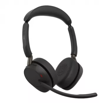 Jabra Evolve3 65 Stereo bezvadu austiņas ar Link 380c USB-C adapteri un uzlādes stendu, melnas