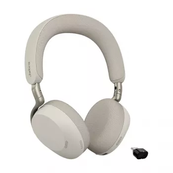 Jabra Evolve3 75 UC bezvadu on-ear austiņas ar trokšņu slāpēšanu un Link 390c adapteri (Warm Grey)